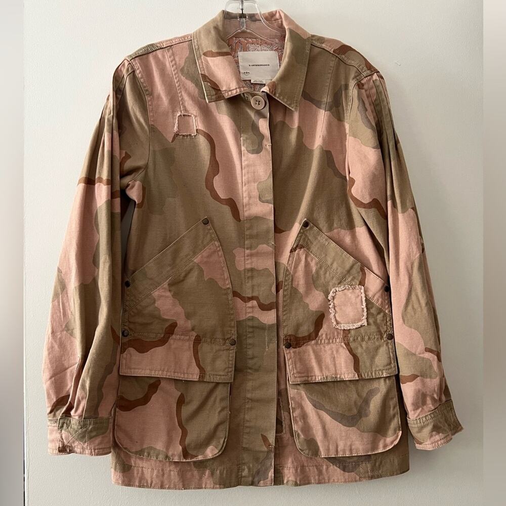 Anthropologie Pink Green Lisa Utility Camo Jacket Size S - Picture 3 of 8